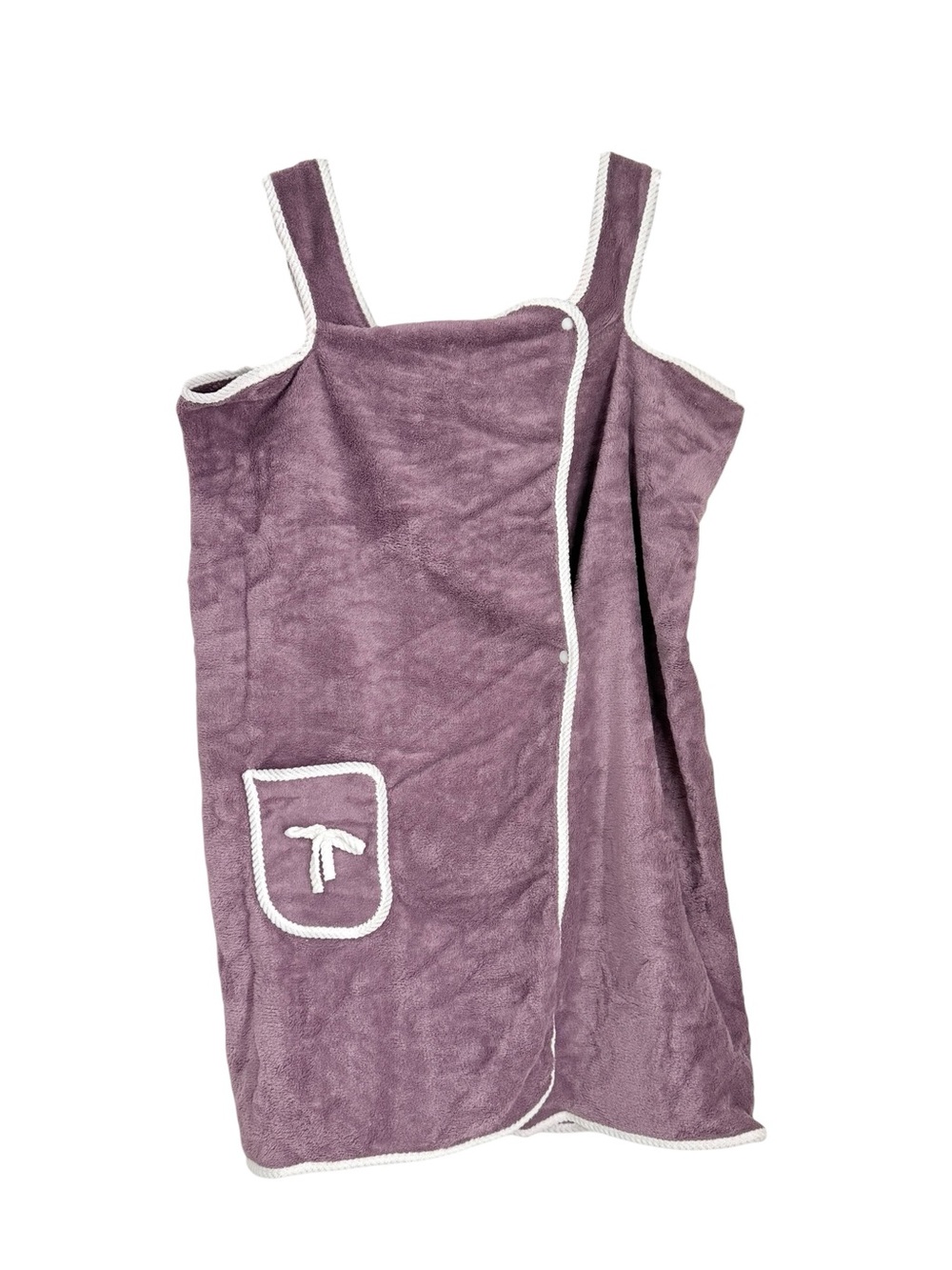 Plush Towel Wrap Dress in Dusty Lavender with White Trim
